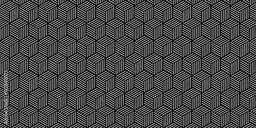 Abstract black minimal grid square line hexagons seamless hexagon polygonal pattern background vector. seamless bright white abstract honeycomb background.	