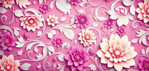 Intricate, swirling floral pattern in muted pastels; soft, blurred edges, artistic, romantic