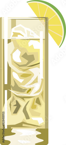 グラスに注がれたカクテルのイラスト（モスコミュール）