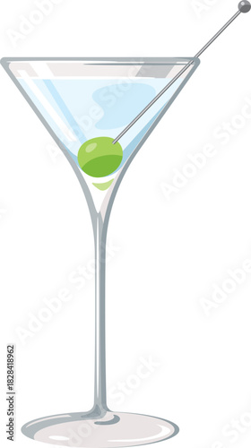 グラスに注がれたカクテルのイラスト（マティーニ）