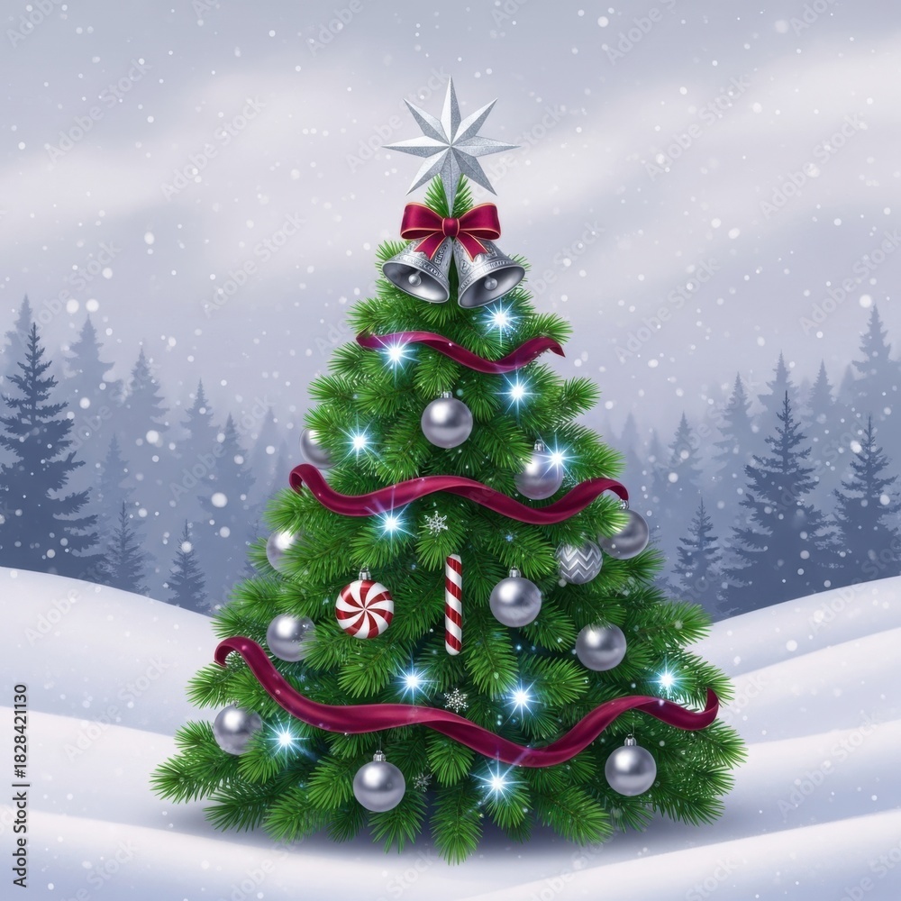 Obraz premium Winter Christmas Tree Celebration