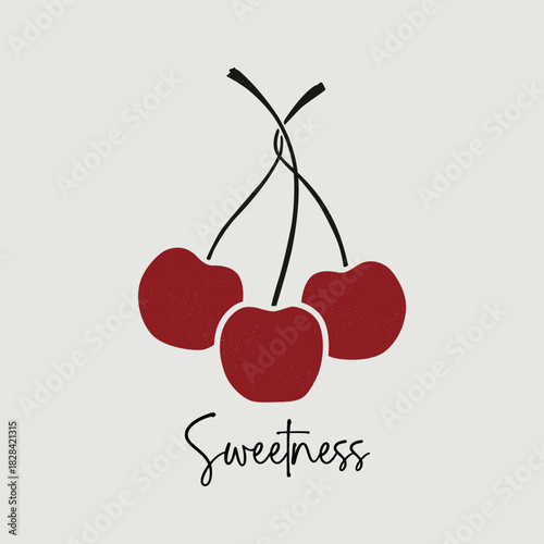 Vintage Style Cherry Fruit Illustration