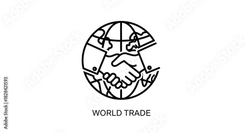 World trade handshake over globe outline