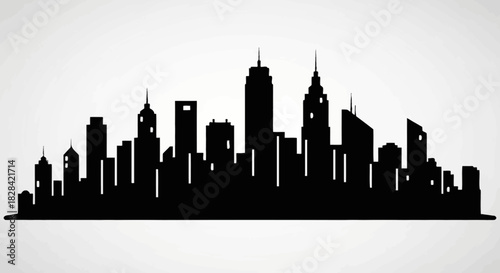 City skyline silhouette with transparent background