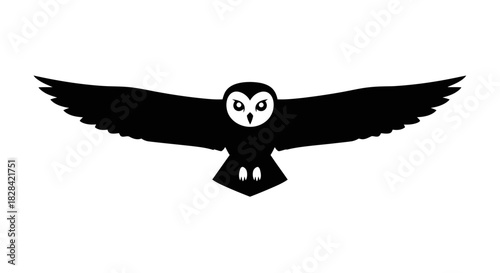 Flying owl silhouette with transparent background
