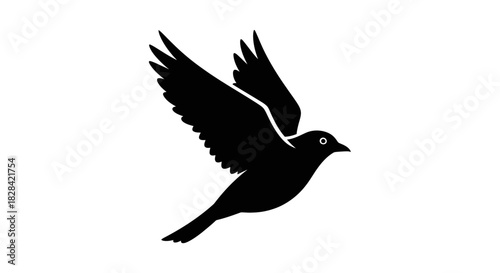 Flying bird silhouette with transparent background