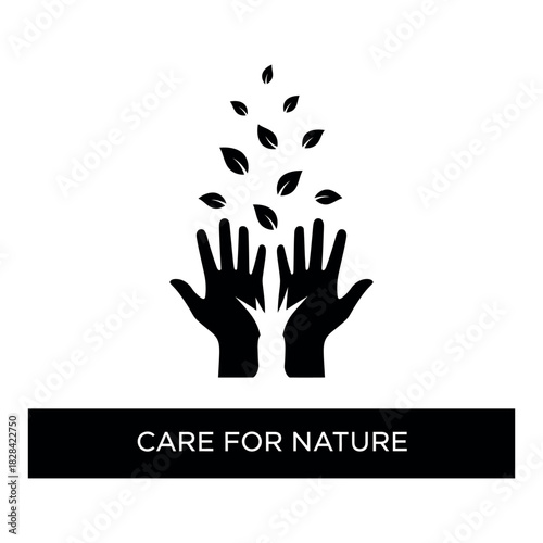Symbolic icon representing care for nature isolated on white background