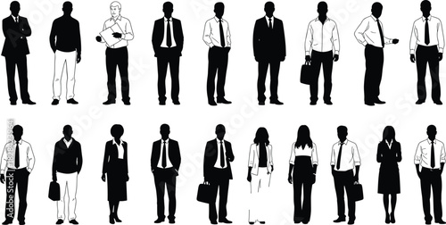 Corporate Executives, Manager, Standing, Professional Attire, Formal Suit, Staff Collection Graphic.