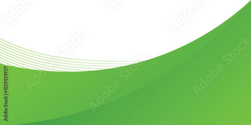 Modern design green wave background with smooth curves, gradient tones, and thin white and green flowing lines on a clean white backdrop.