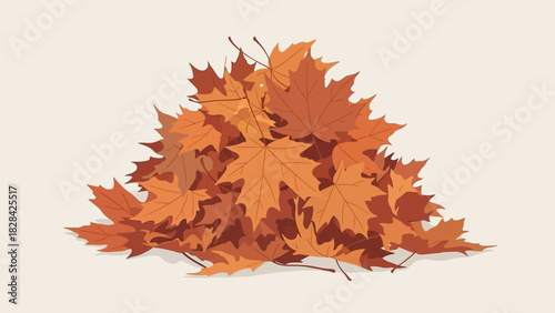 A pile of orange and brown autumn leaves on a light background.