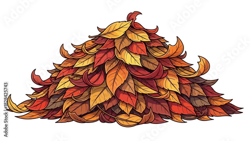 A vibrant illustration of a large pile of colorful autumn leaves, a seasonal depiction.