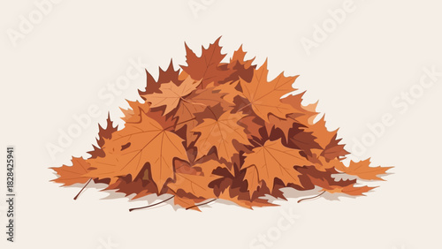 A pile of fallen autumn leaves in shades of brown and orange, depicted in a flat illustration style.