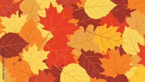 A vibrant illustration showcasing a collection of colorful autumn leaves, creating a warm seasonal display.