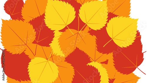 A vibrant pile of autumn leaves in shades of red, orange, and yellow, creating a festive seasonal backdrop.