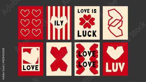 Abstract love poster in modern grunge style with grainy shadows and bold text. Perfect for Valentine’s Day decor, edgy rooms, and trendy aesthetic wall galleries.