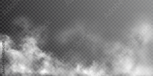 Fog, smoke, mist, and steam on transparent background, vector design