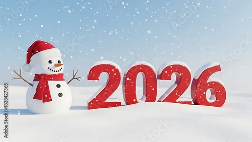 Festive 2026 Snowman Winter Scene