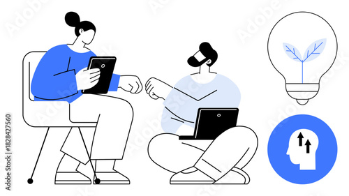 Team collaboration concept. Team members engaging in technology to foster innovation and generate ideas. Team collaboration driving creativity and effective growth. Suitable for business