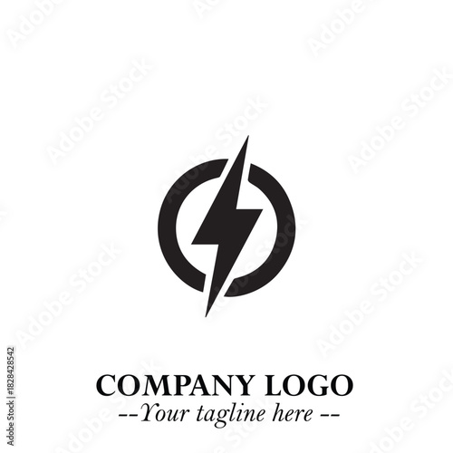 Sleek Electrical Logo Symbol on a Clean White Background for Modern Branding Design Elements Art