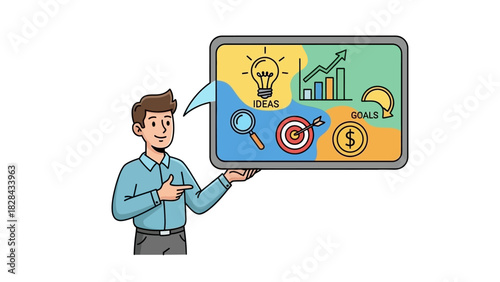 Visualizing Success Entrepreneur Outlining Business Strategy, Project Goals, and Creative Solutions