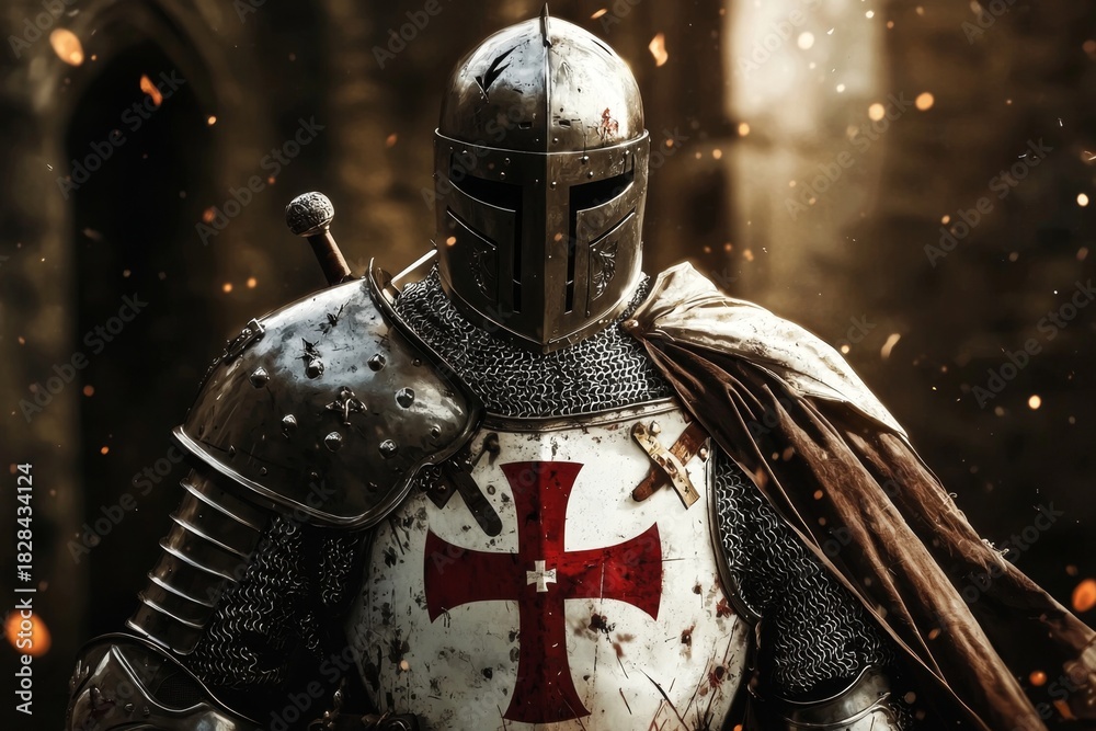 Obraz premium Explore the Historical Significance of Templar Knights in Armor.