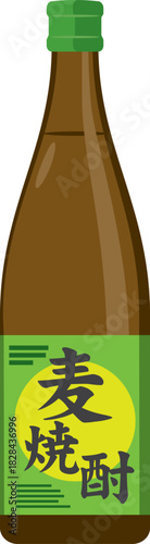 ボトルに入った麦焼酎のイメージイラスト