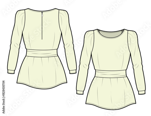 Peasant tops vector design mockup template.