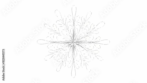 Intricate, delicate, symmetrical, and crystalline snowflake design on a white background