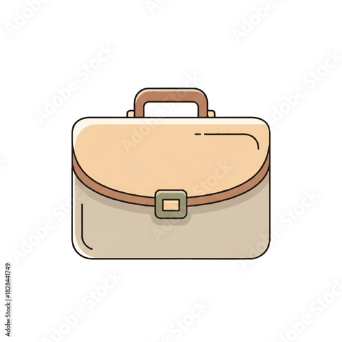 Professional Business Briefcase Icon with Handle and Clasp - Modern Flat Vector Illustration for Office and Career Concepts