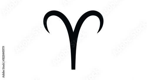Bold Aries Zodiac Sign Illustration with Clean Lines and Minimalist Design Perfect for Astrological Themes and Symbolic Representations on White Background