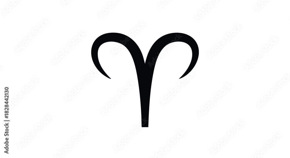 Fototapeta premium Minimalist Illustration of Aries Zodiac Sign on White Background Symbolizing Astrology and Horoscope Readings for Personal and Astrological Growth
