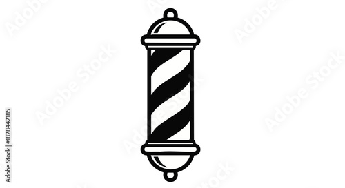 Vintage Barber Shop Pole Icon with Classic Stripes Illustration for Retro Design and Styling Services Black and White Simple Vector Art