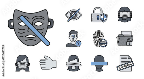 Collection of Privacy and Security Icons for Data Protection.