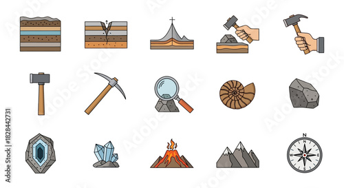 Geology Icons - A Collection of Earth Science Elements.