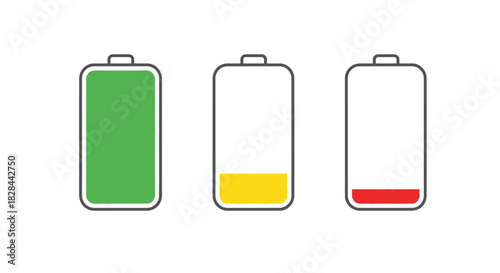 Battery Charge Levels - Full, Medium, and Low Indicators.
