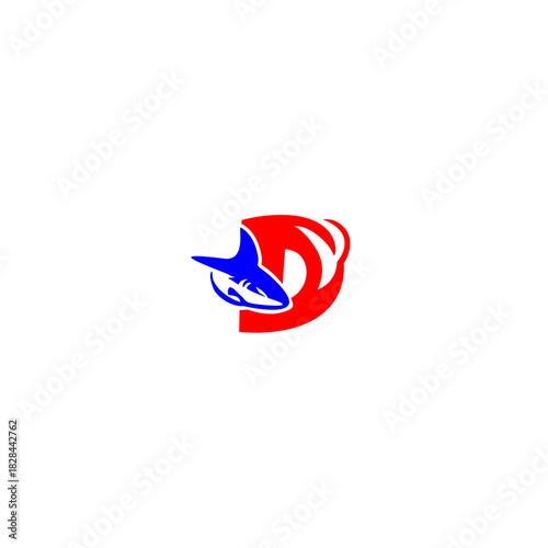 A dynamic shark logo in a sleek sliding motion, artistically forming an alphabet letter. Perfect for sports teams, water brands, mascots, marine themes, and strong, energetic visual identities.