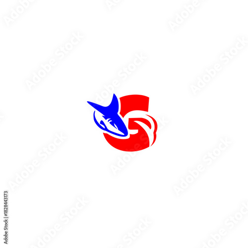 A dynamic shark logo in a sleek sliding motion, artistically forming an alphabet letter. Perfect for sports teams, water brands, mascots, marine themes, and strong, energetic visual identities.