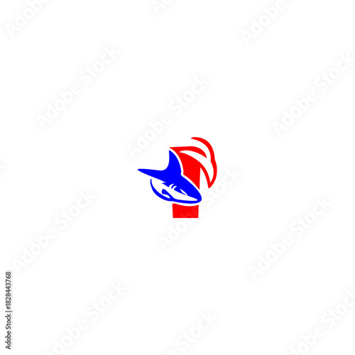 A dynamic shark logo in a sleek sliding motion, artistically forming an alphabet letter. Perfect for sports teams, water brands, mascots, marine themes, and strong, energetic visual identities.