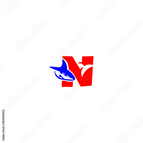 A dynamic shark logo in a sleek sliding motion, artistically forming an alphabet letter. Perfect for sports teams, water brands, mascots, marine themes, and strong, energetic visual identities.