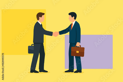 Employment contract agreement, corporate partnership document with signature, new employee signing contract, legal paperwork, recruitment document concept, businessman handshake with contract paper.