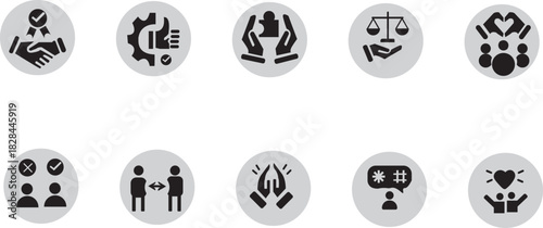 Business value icon set, Trust icon