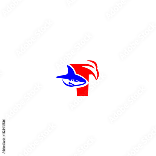 A dynamic shark logo in a sleek sliding motion, artistically forming an alphabet letter. Perfect for sports teams, water brands, mascots, marine themes, and strong, energetic visual identities.