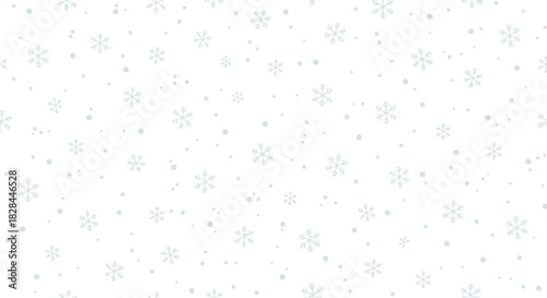Elegant and delicate winter snow pattern with subtle grey snowflakes on pristine white backdrop