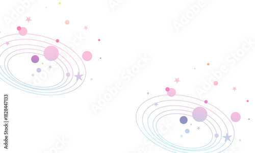 Pastel galaxy illustration with stars and planets vector design element isolated on white background