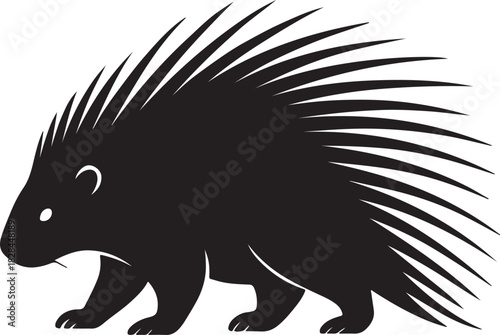 Black silhouette of a porcupine with sharp quills