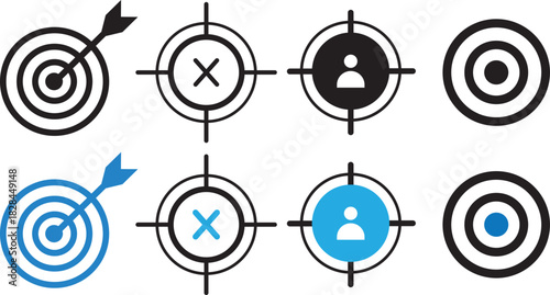 Target vector Line Icon set,Target stroke and solid web icon illustration,Simple target with arrow Stroke, target with arrow. Vector illustration,,
