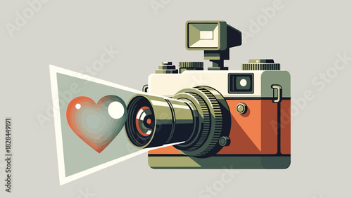 Retro Camera Capturing Love - A Vintage Photography Concept.