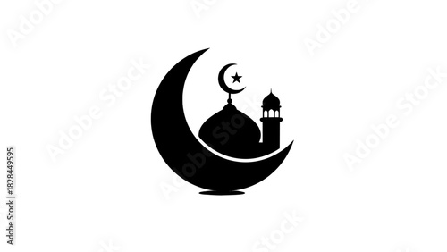 Mosque symbol with crescent and star
