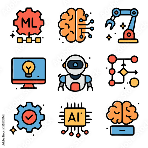 Ai icon for machine learning and robotics in tech world. Suitable for presentations, websites, articles, and social media posts. Versatile.