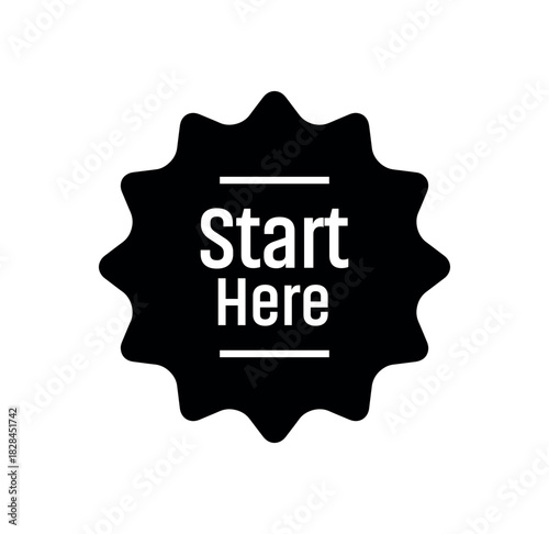 start here sign on white background